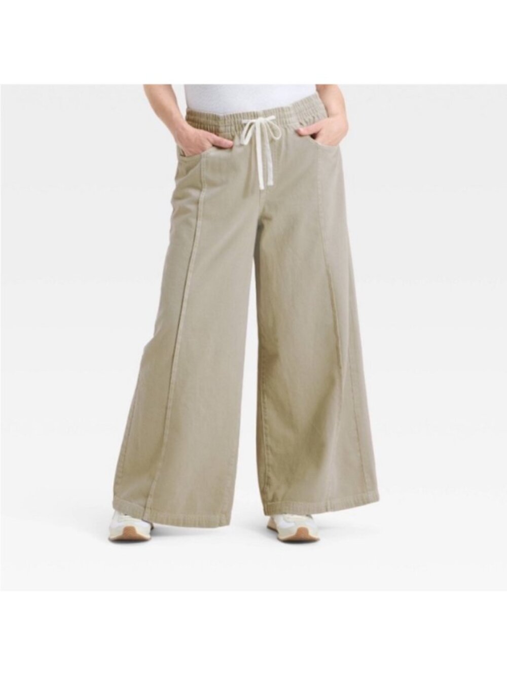 NWT 100% Cotton A New Day Sage Green Wide Leg Pants Size M